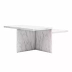 Table basse à deux niveaux en faux marbre blanc, table de luxe pratique en bois composite pour salon moderne