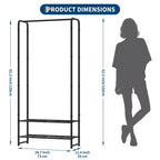 Portant à Vêtements avec Deux Étagères de Rangement, Organisateur de Vêtements et de Manteaux Portable en Métal 2-en-1 sur Pied, pour Chambre, Placard, Entrée, Couloir