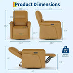 Fauteuil inclinable pivotant à 360° avec port de chargement USB, fauteuil inclinable en similicuir avec siège profond et support lombaire réglable pour le salon