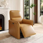 Fauteuil inclinable pivotant à 360° avec port de chargement USB, fauteuil inclinable en similicuir avec siège profond et support lombaire réglable pour le salon
