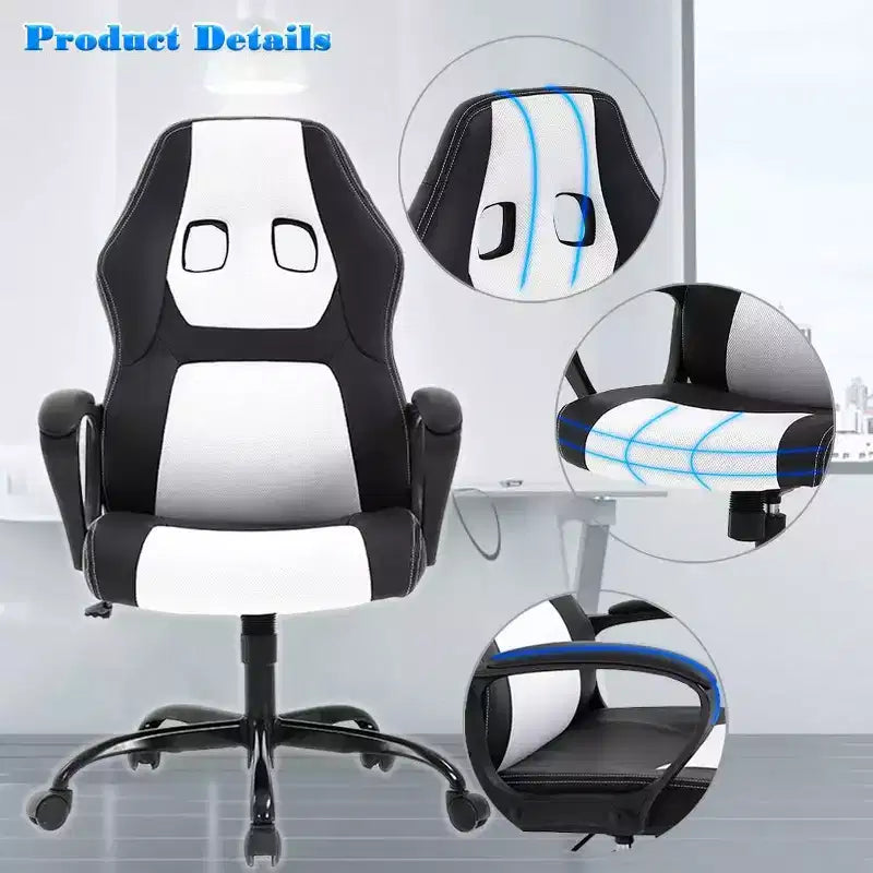 Chaise de bureau Chaise Gamer Pas Cher Chaise de Bureau en Cuir PU Chaise d'Ordinateur Exécutive Soutien Lombaire pour Femme, Homme