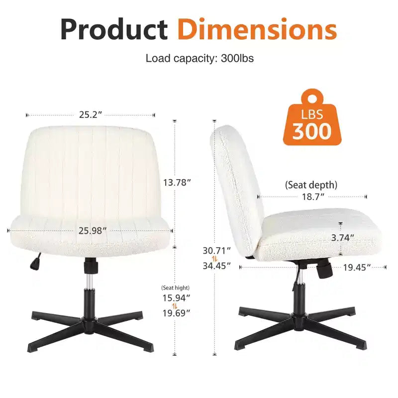 Chaise de bureau ergonomique rembourrée en bouclette avec piètement croisé | Beige