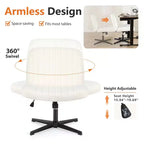 Chaise de bureau ergonomique rembourrée en bouclette avec piètement croisé | Beige