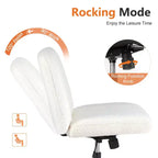 Chaise de bureau ergonomique rembourrée en bouclette avec piètement croisé | Beige